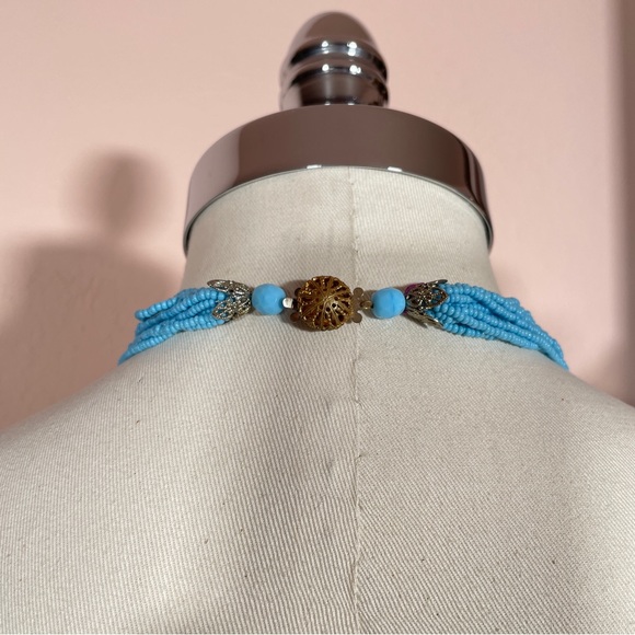 Vintage 40’s Blue Beaded Festival Southwestern Beach Retro Tassel Necklace - Picture 11 of 11